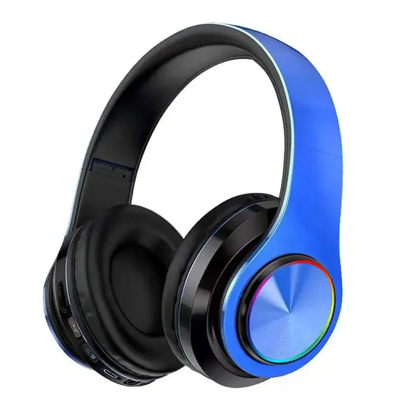 Transgraniczne słuchawki Bluetooth B39 Składany sportowy zestaw słuchawkowy UV Bezprzewodowe słuchawki douszne Podświetlane słuchawki stereo: Niebieski