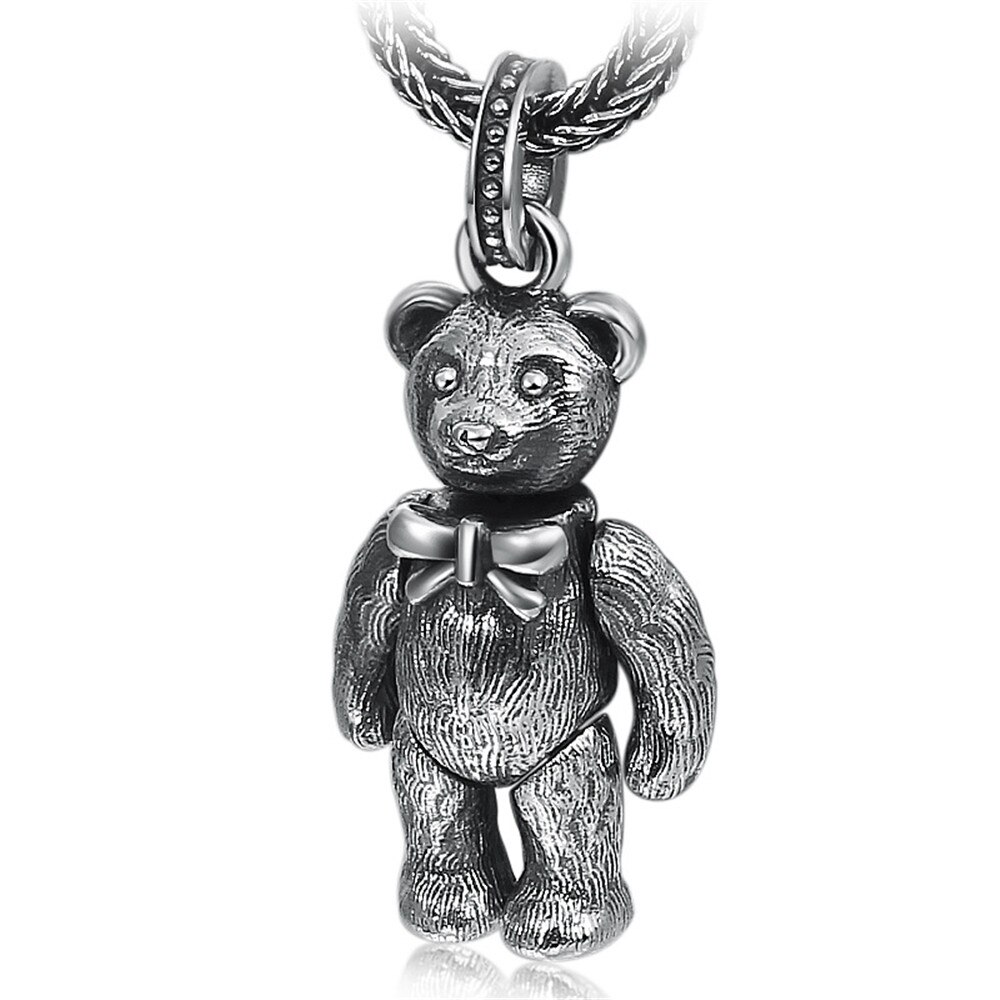 Colgantes de oso de plata esterlina 925 para hombre y mujer, collar Vintage Unisex, joyería para hombres y mujeres, para mejores amigos