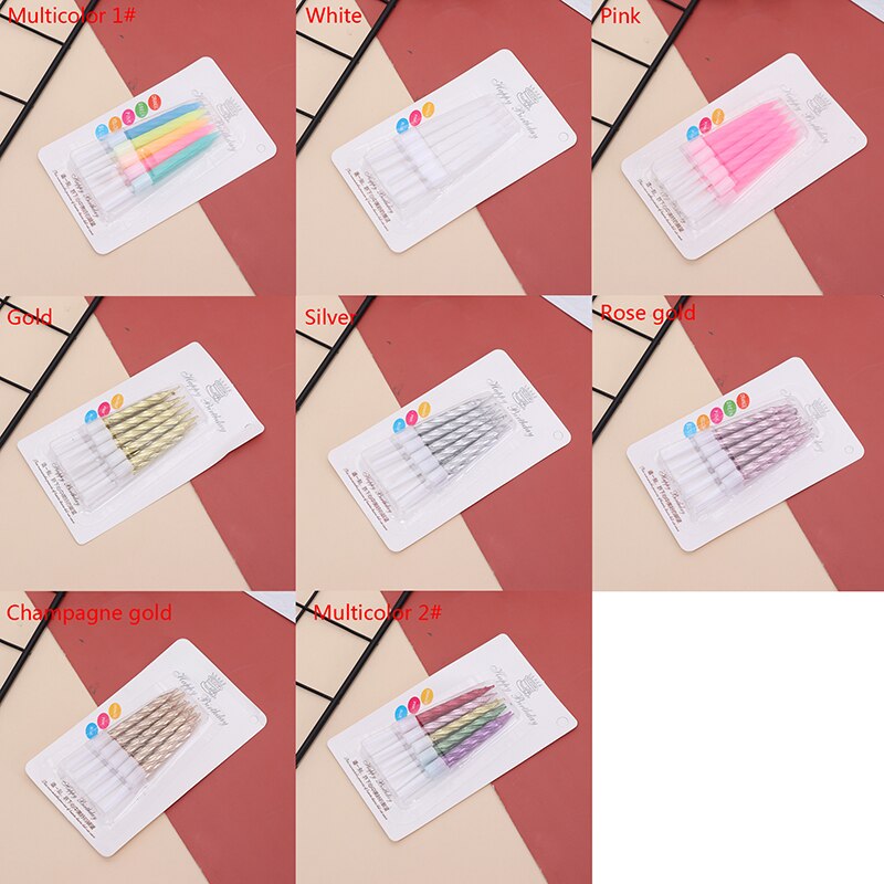 10pcs/set Thread Birthday Candles Cake Candle Wedding Party Decoration Supplies Stand Cake Candle