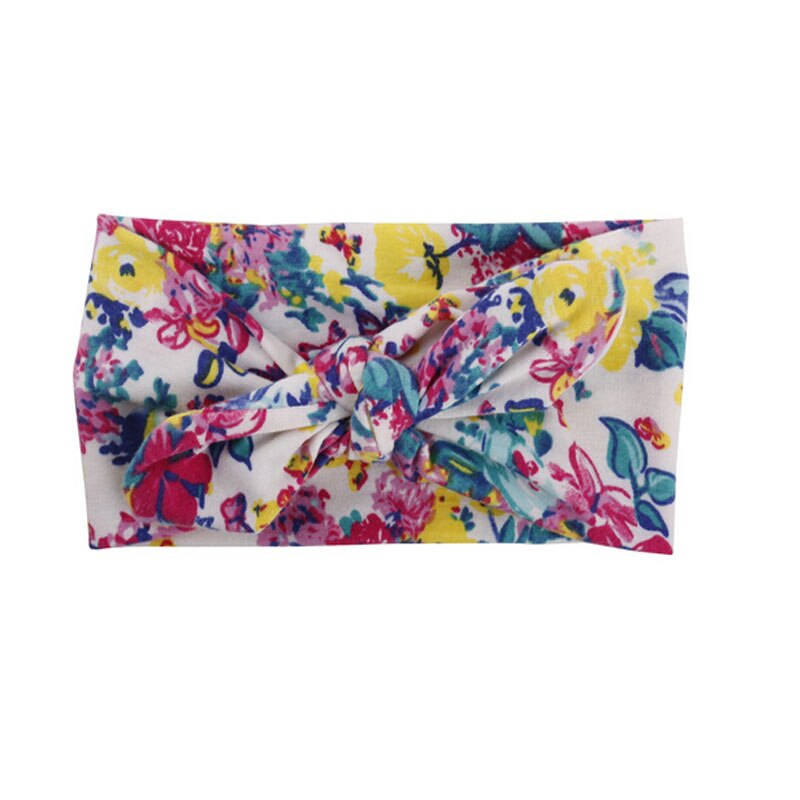 Bandeau élastique en coton pour bébé fille, Turban extensible, fleur lapin, couvre-chef, accessoires pour cheveux,: WHITE