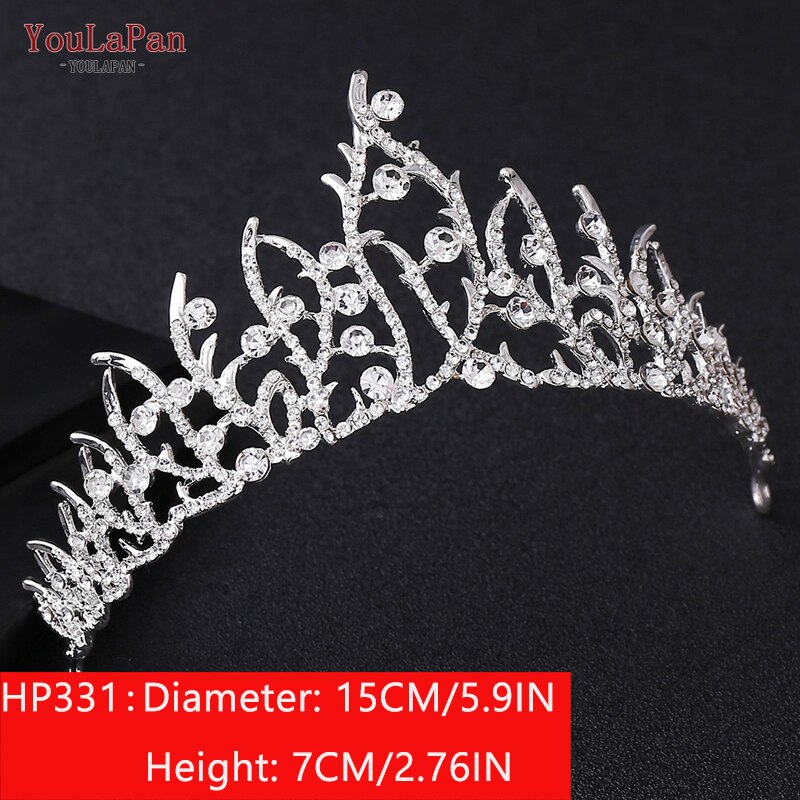 TOPQUEEN HP326 Zirkonia Hochzeit Tiara für Braut-Prinzessin Tiara Stirnband Braut Krone Braut Haar Zubehör für Frauen Tiara: HP331