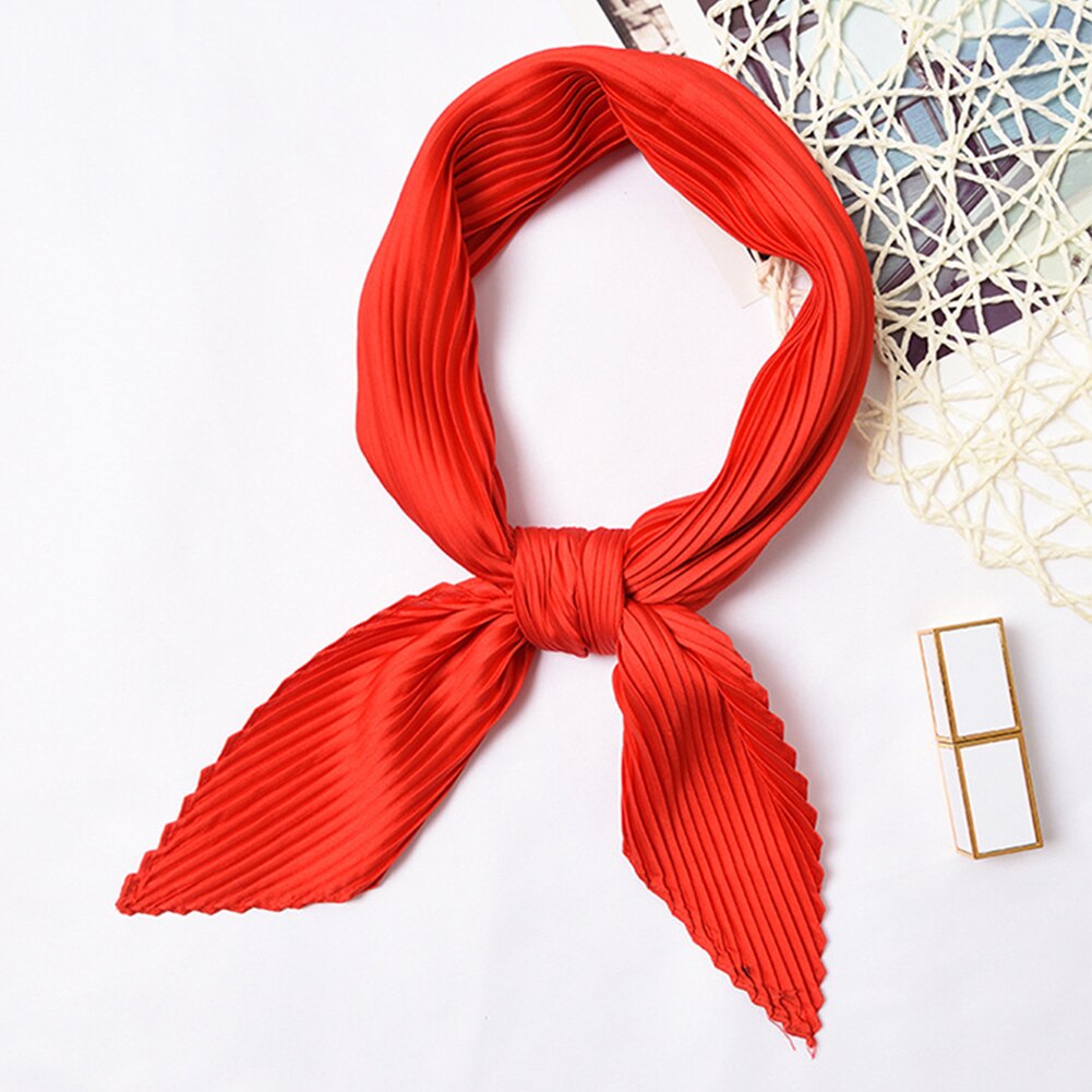 Effen Kleur Zwart Wit Rood Roze Kleine Vierkante Twill Zijde Satijn Sjaal Vrouwen Haar Hoofdband Sjaals Geplooide bandana: 18