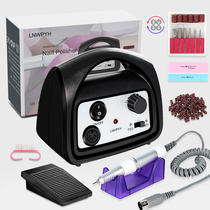 Nail Boor Machine 0-35000Rpm Pro Manicure Machine Apparaat Voor Manicure Pedicure Kit Elektrische Nagelvijl Met Cutter nail Tool: 801 Black Box