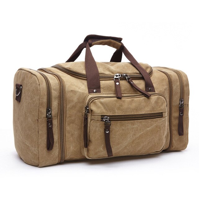 Markroyal Heren Canvas Reistassen Grote Capaciteit Bagage Tassen Opknoping Tassen Handbagage Reizen Plunjezakken Overnachting Zachte: Khaki