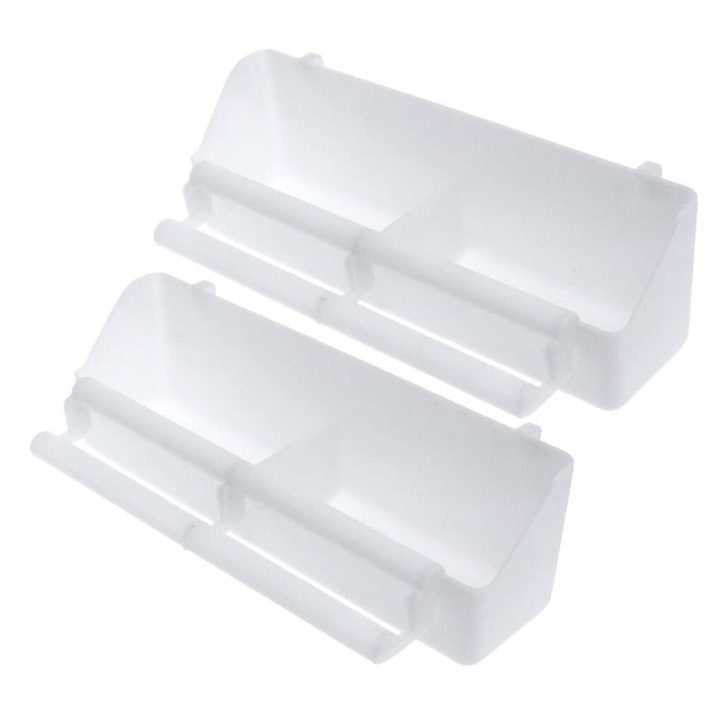 2Pcs Vogel Hängen Feeder mit Barsch Kunststoff Weiß Käfig Vogelfutter Box Feed Tasse Container