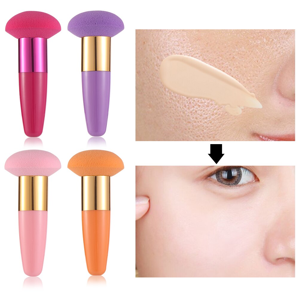 1Pc tête de champignon bouffée fond de teint éponge liquide beauté cosmétique poudre bouffée avec poignée lisse femmes visage maquillage outils directe