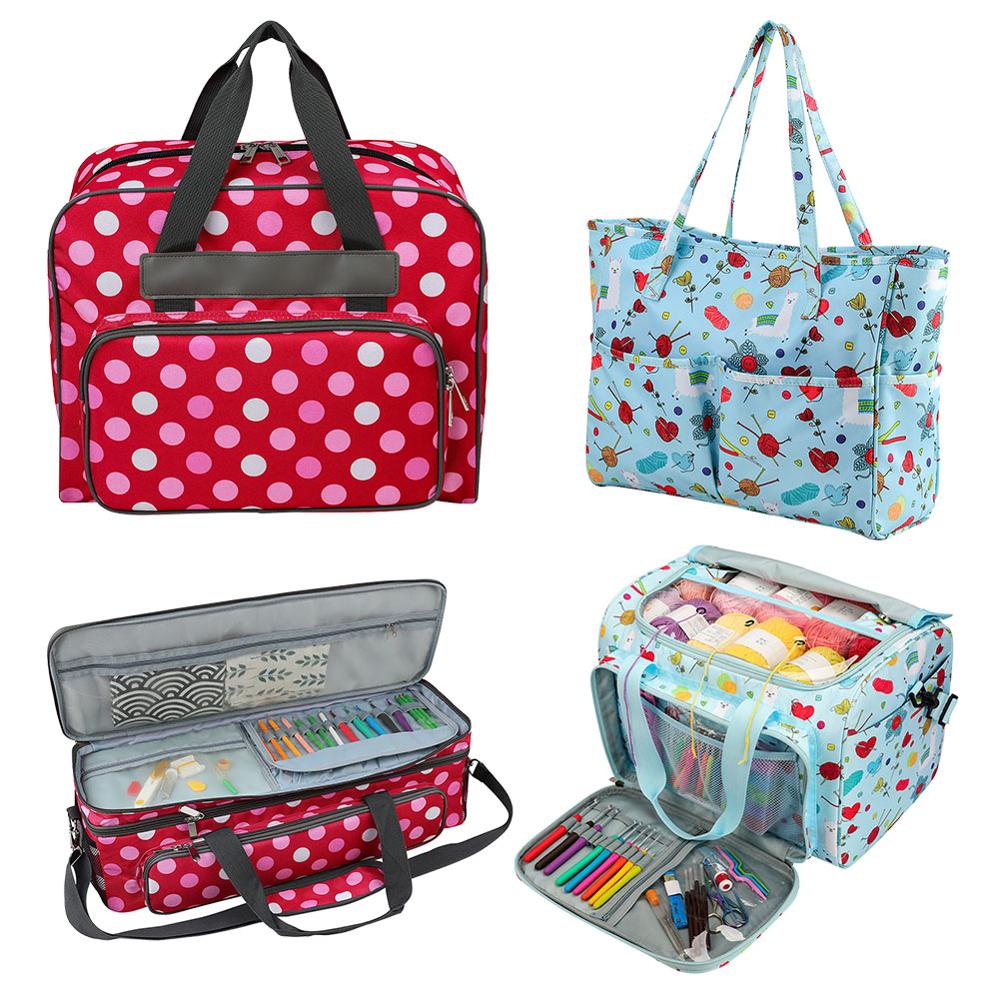 Classic Texture Embroidery Storage Bag Practical Multi-functional Durable Crochet Hooks Thread Yarn Organizer Holder