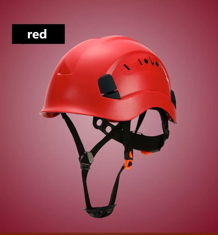 Klatring sikkerhedshjelm hovedbeskyttelsesarbejde abs anti-slagskal justerbare åndedrætsåbninger udendørs sportskonstruktion: Rød