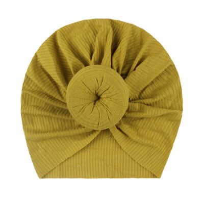 Neugeborenen Baby Stricken Hut mit Donuts Bogen Infant Krankenhaus Hut Baby Warm Beanie Bögen für Headwear Strick Headwrap Turban: YELLOW