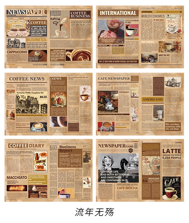 12Pcs Vintage Newspaper Lady Photo Craft Paper Stickers Retro Poster DIY Scrapbooking Material Stickers: Set 4