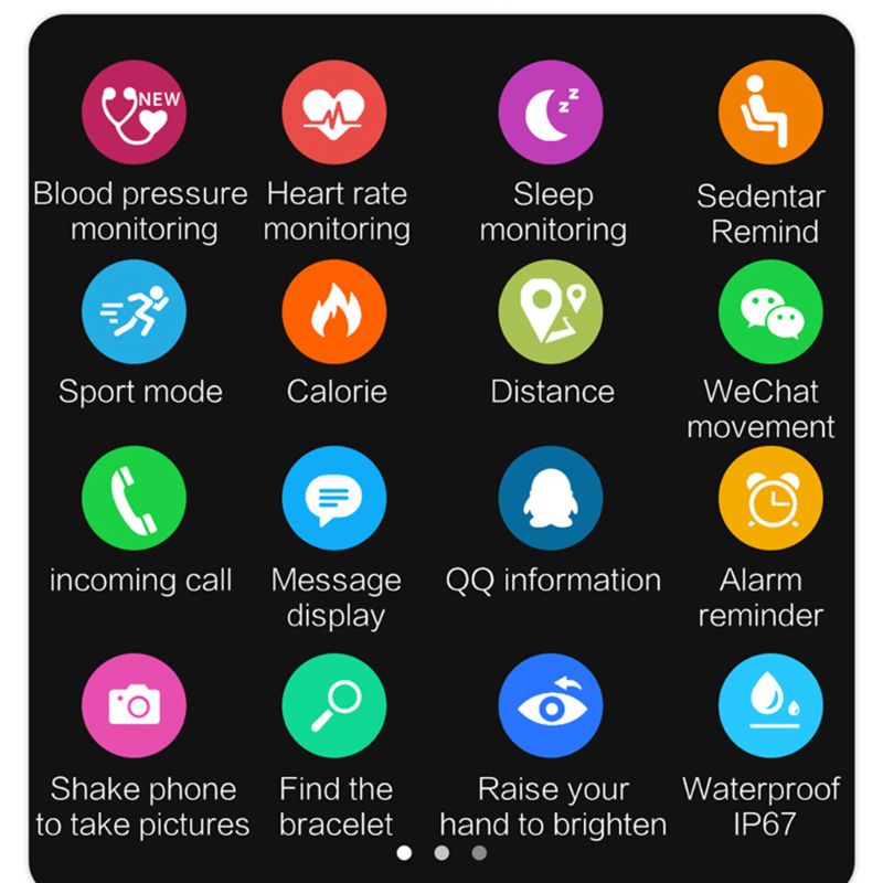 A6 Smart Watch with Heart Rate Monitor Fitness Tracker Blood Pressure Smartwatch