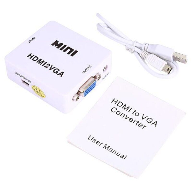 1080P HDMI naar VGA Converter Met Audio HDMI2VGA Adapter Connector Voor PC Laptop naar HDTV Projector HDMI 2 VGA converter