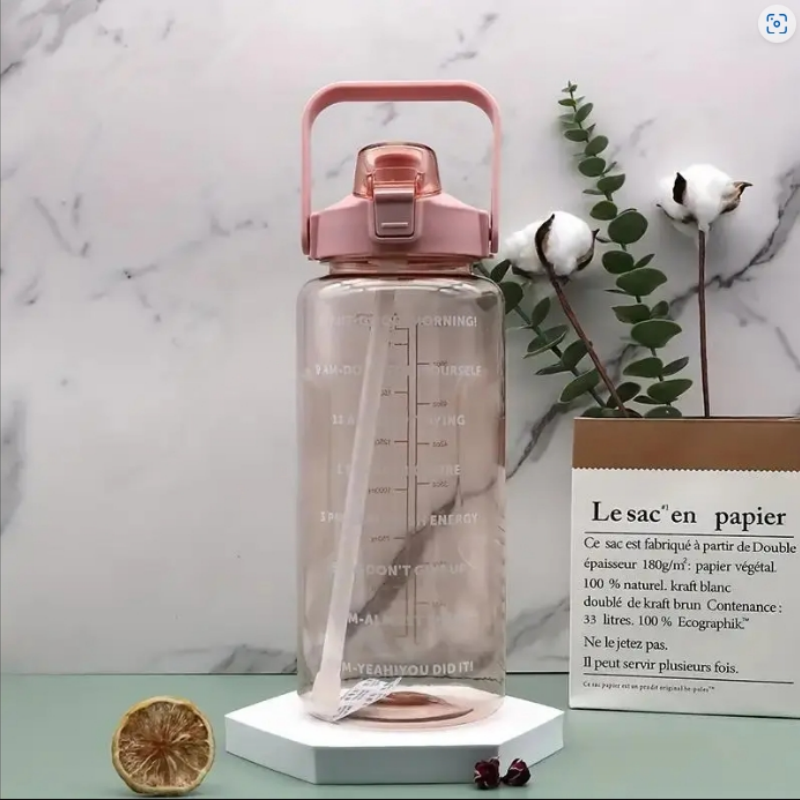 Butelka na wodę 1L bez BPA] 1 szt. Butelka na wodę PPSU z oznaczeniem czasu, słomką i uchwytem - Duża pojemność, dzbanek na wodę bez BPA