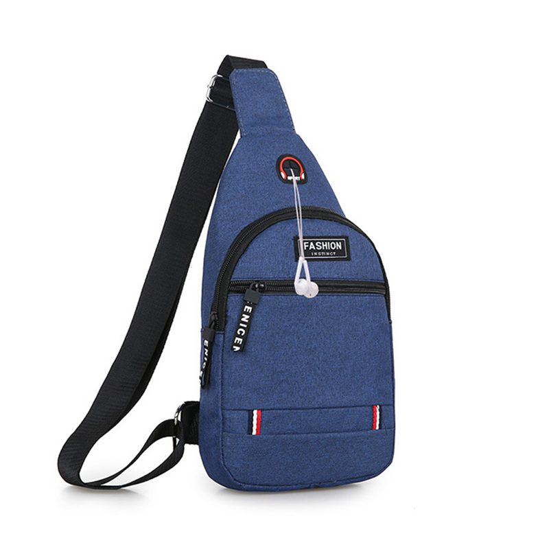 Mand messenger taske skulder oxford stof crossbody afslappet messenger brysttasker hovedtelefon hul multifunktion håndtaske