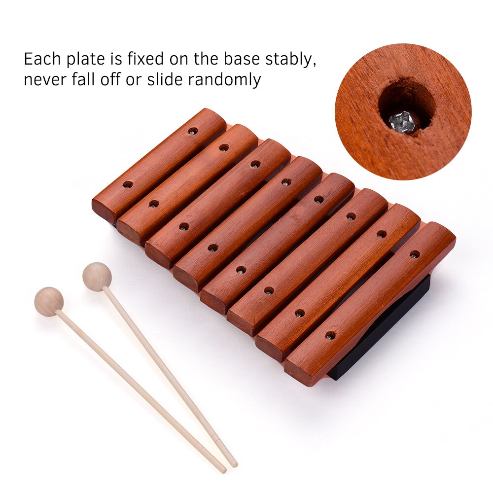 Musical Instrument 8 Notes Wood Xylophone Includes 2 Wooden Mallets for Children Kids Educational Music Toys: Style 1