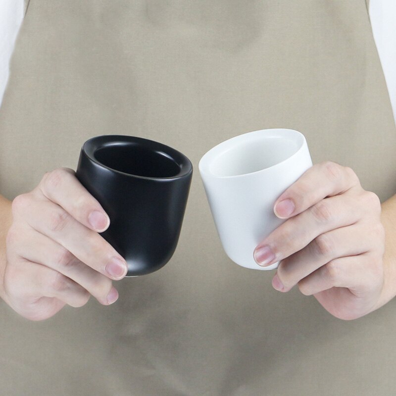 Hand-brewed Coffee Cups Classic Thickened Slanted Ceramic Cups Italian Espresso Latte Cold Brew Insulation Coffee Cups 2 Sets