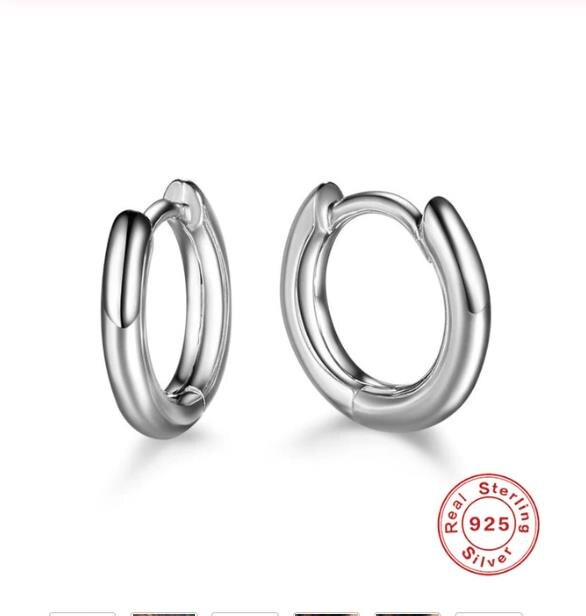 ROXI 925 de plata esterlina pendiente Simple de pequeña ronda pendientes círculo pendientes para las mujeres joyas de oído hebilla pendientes: Plata