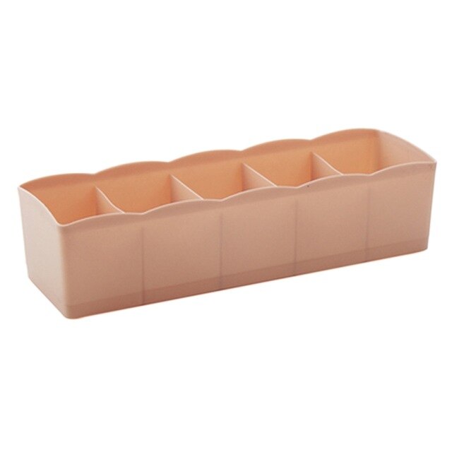 Fowecelt 5 Grids Lade Organizer Ondergoed Kleding Organizer Box Closet Organizer Stropdassen Sokken Shorts Bra Desk Organizer: Beige