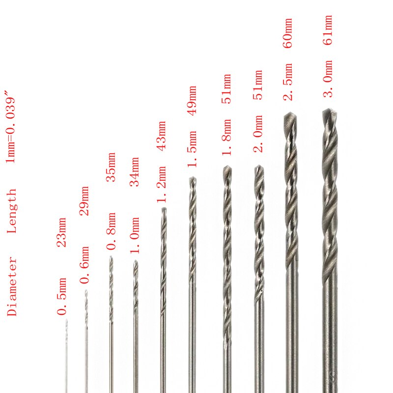 10Pcs Mini Hoge Snelheid Wit Staal Spiraalboor Hss Bit Voor Dremel Rotary Tool