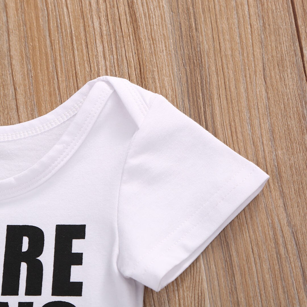 Pasgeboren baby peuter meisje jongen unisex kind letter bedrukte playsuit romper jumpsuit kleding zonnepak outfit