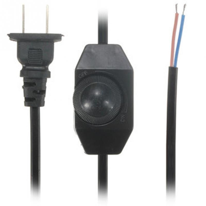 1.8M White Black No Polarity AWG Switch Dimming Cable Light Modulator Lamp Line Dimmer US Plug 110-220V