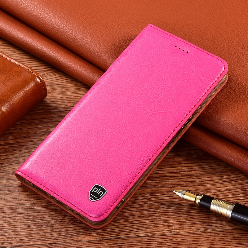 Genuine Leather Magnetic Holster Cover Coque For Nubia Redmagic 5G Flip Case For Nubia Play Phone Case Credit Card Slot Holder: Nubia Play / Rose Red