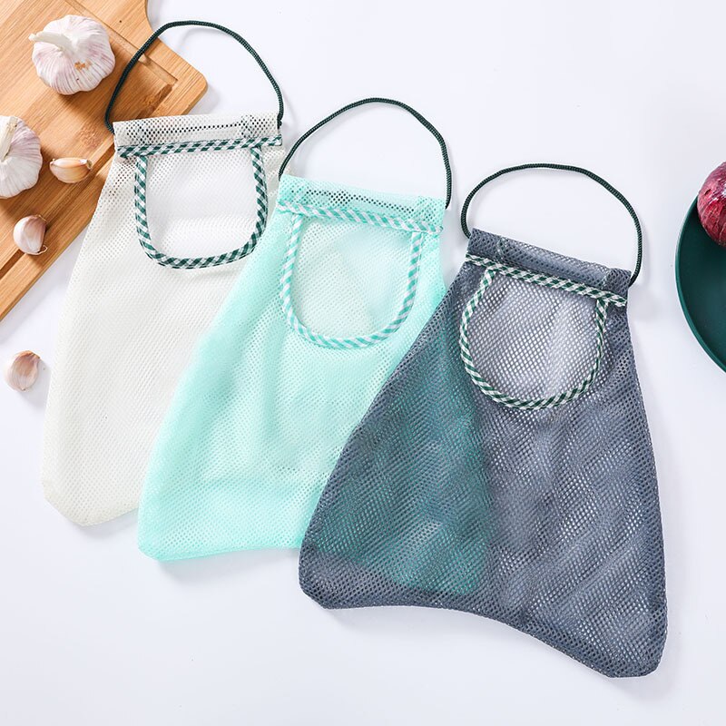 Vegetable Onion Potato Storage Hanging Bag Hollow Breathable Mesh Bag Kitchen Organizer Garlic Ginger Mesh Storage Bag