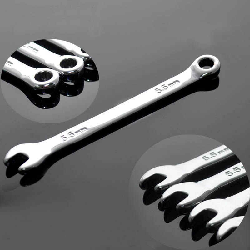 5.5mm Combination Wrench Spanner Steel Open Box End Wrench Ring Open Spanner Polished Double Head Wrenches Repair Tool 1pcs