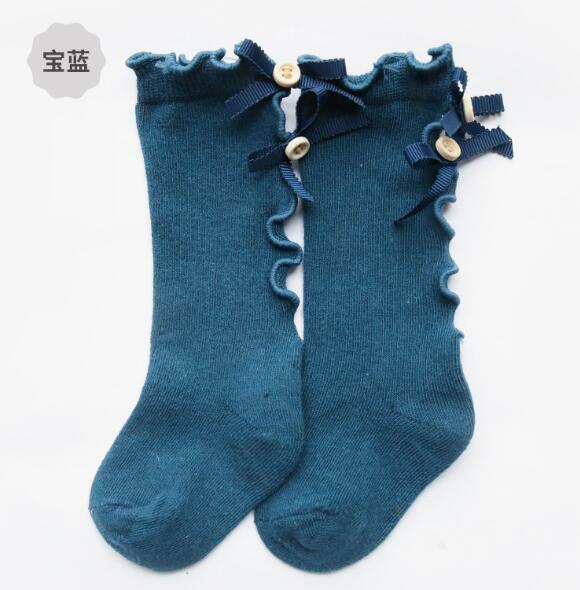 baby girl bow wood ear style baby leg warmers knee high toddler leg warm cotton long tube baby girls lace girl leg warms infant: blue 3to5 year