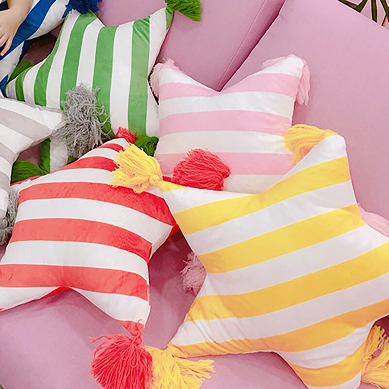 Baby Crib Cushion Bumpers Baby Room child pillow cotton cuddle pillow Simple tassel style Cushion Pillows BXX014