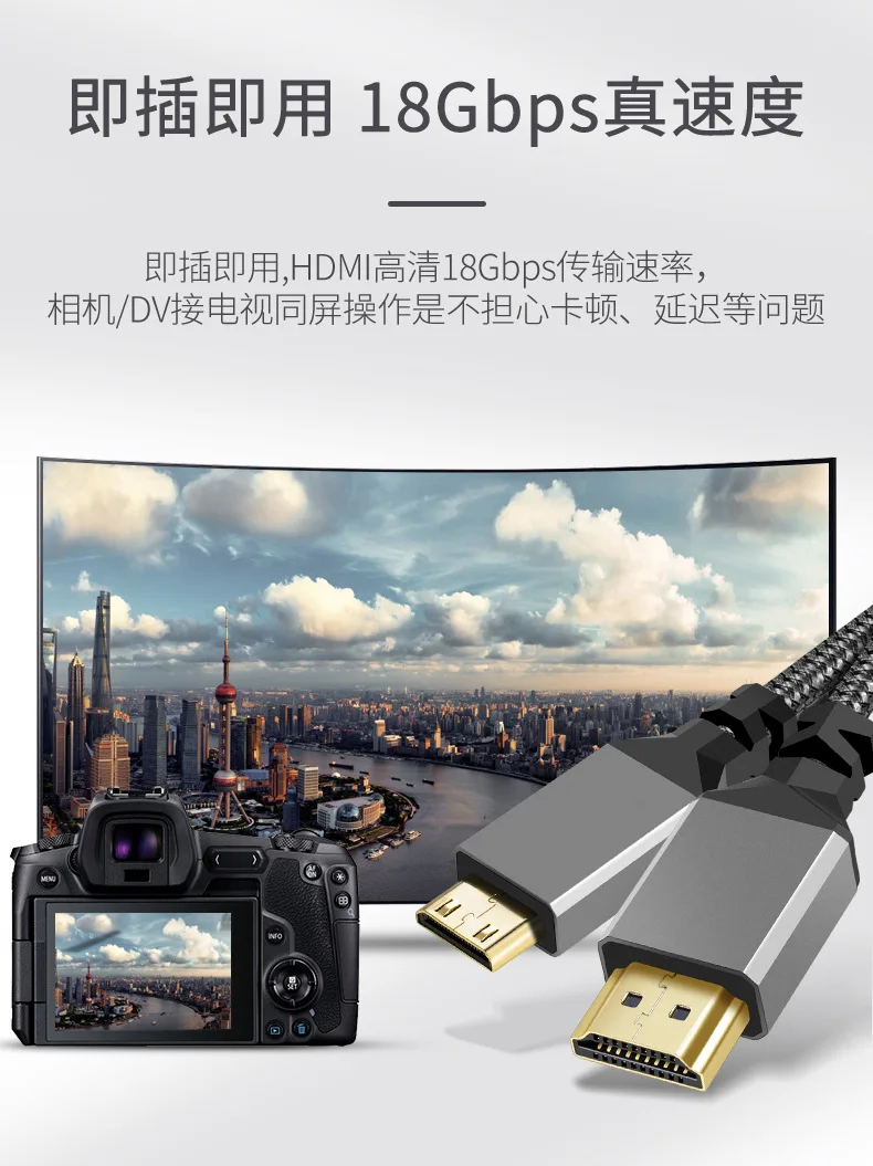 10M 0.3M 4K 60Hz Mini Hd Naar Hdmi-Compatibele Kabel 3d Hoge Snelheid Hdmi Adapter Kabel Voor Camera Monitor Projector Tv Box Computer
