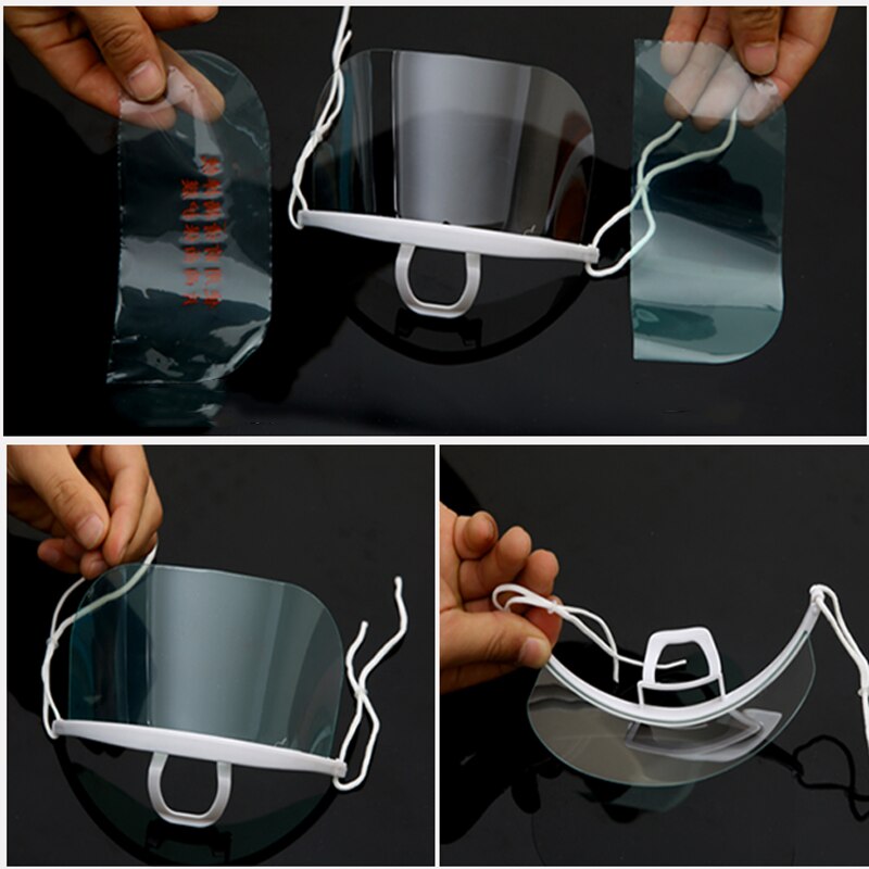Masque de Chef contre les gouttelettes, hygiène de cuisine en plastique, masque de Chef de cuisine à salive, 100 pièces