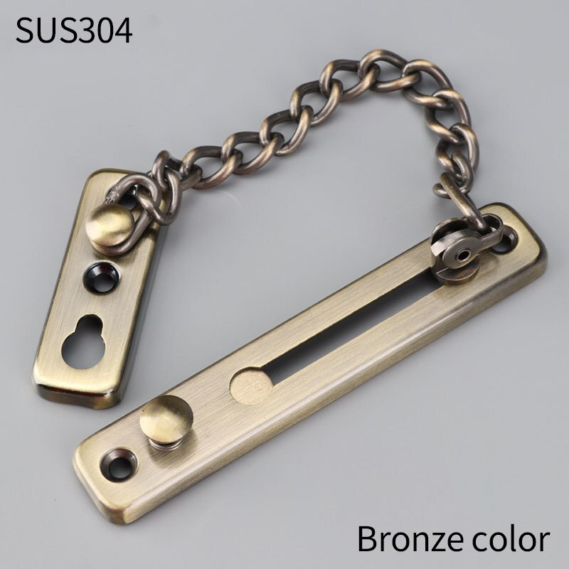 Thickened Stainless Steel Hotlinking Door Latch Hotel Company Home Security Chain Latch Door Chain Hardware Furniture: 304Bronze
