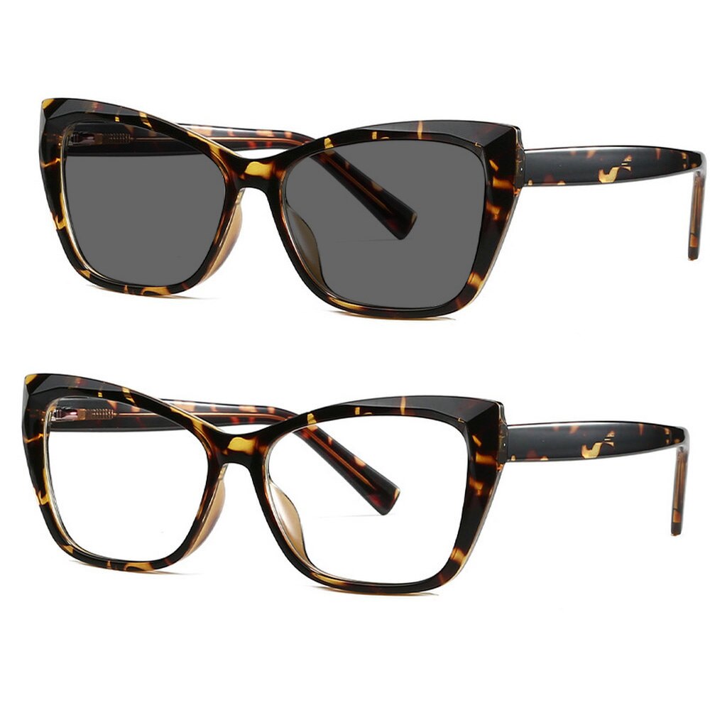 Fotocromáticas gafas de sol para miopía, gafas para mujer con acabado de leopardo óptico para estudiantes, gafas para miopía, gafas graduadas con montura, gafas NX: Leopard-0