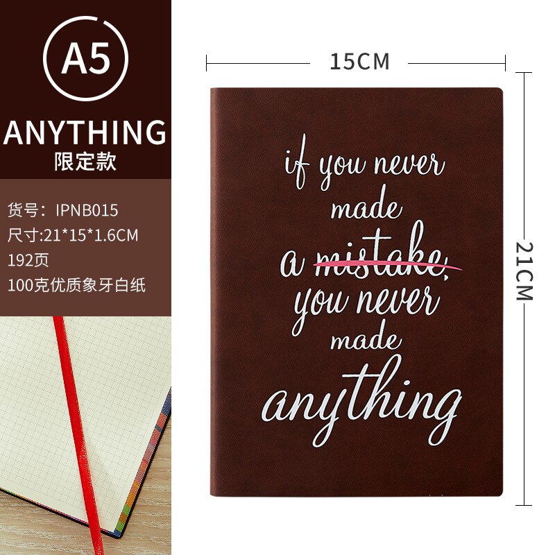 Grid Notebook Grid Rainbow Edge Journal Waterproof PU Skin Thickened Notepad Notebooks and Journals Planer: Anything