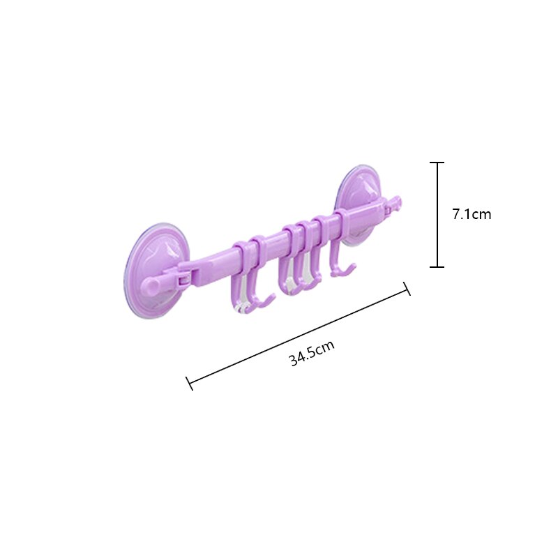 Wall-mounted Kitchen Hooks Suction Cup 6 Hooks Strong Adhesive Hook Bathroom Corner Nail-free Seamless Rack Hanger Hook Shelves: 3