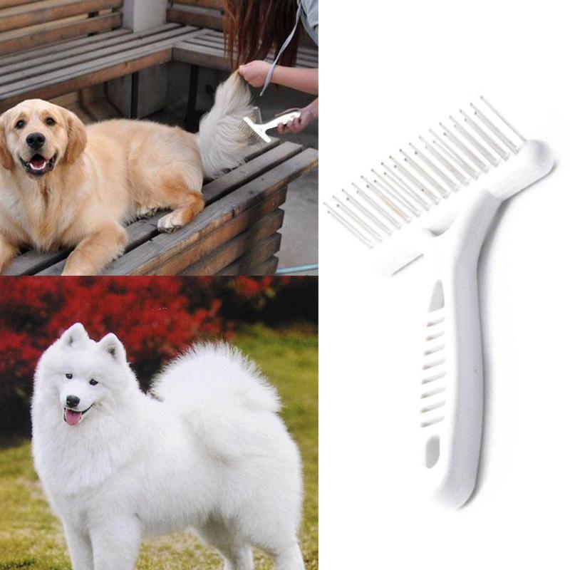 Professionele Hond Rake Kam Dubbele Rij Pins Paarden Ondervacht Hark Katten Los Nat Droog Gebruik Grooming Dierbenodigdheden