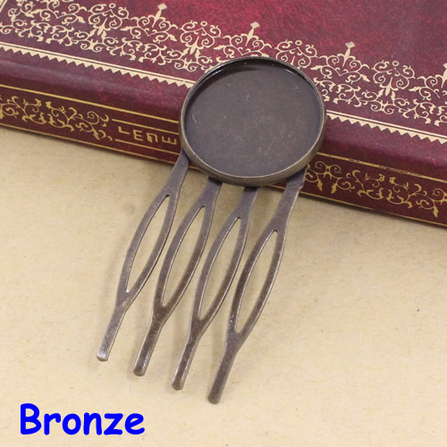 Fit 20mm Koperen Kam Haarspelden Blank Cabochon Instellingen Hair Clips Accessoires 22x52mm 7 stks/partij K05467: Bronze