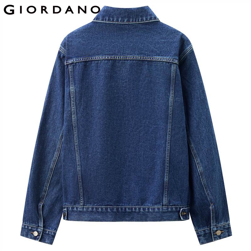 Giordano Men Jackets Turn-down Collar Denim Jacket Cotton Muti-Pockets Soild Causal Jackets 13071886