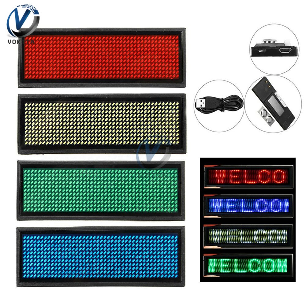 Mini LED Digital Display Aufladbare Programmierbare Name Abzeichen 15 Display Sprachen Durable Scrollen Led Tag Zeichen Abzeichen Modul