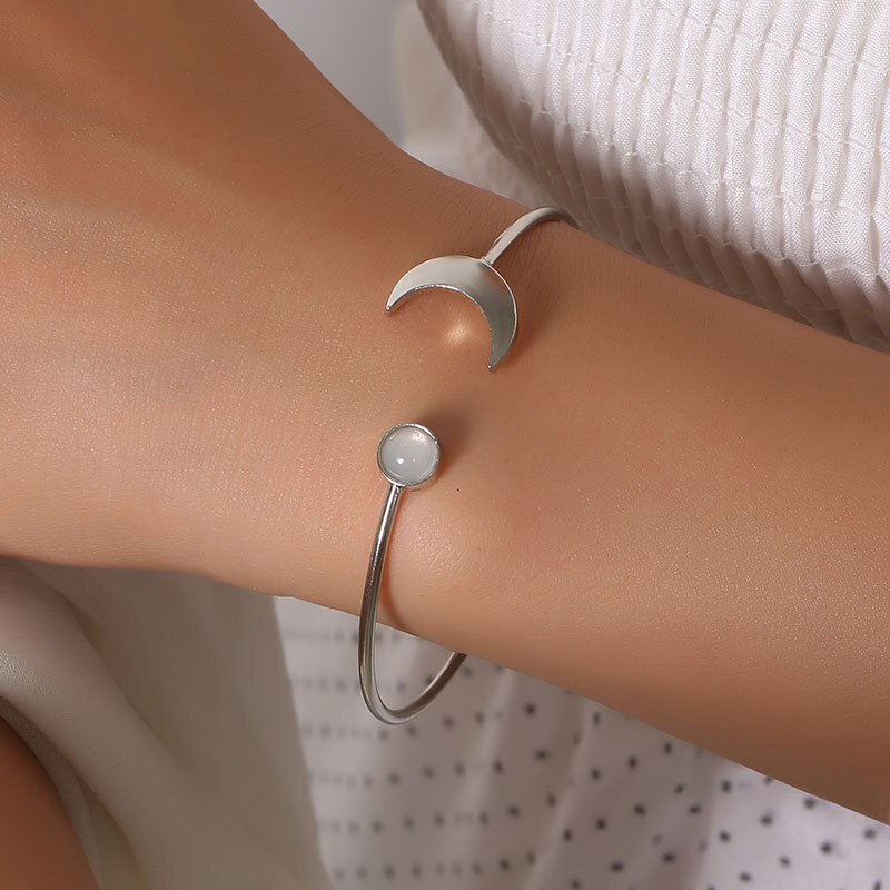 Kvinder armbånd armbånd damer måne armringe smykker par håndlavede trendy sølvfarve legering pulseraser