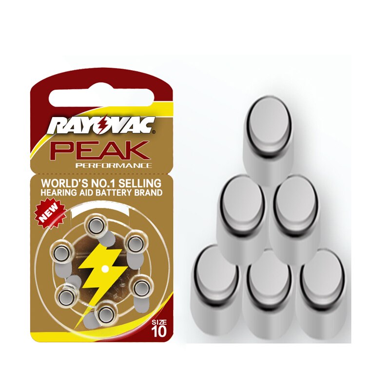 Pilas para audífono RAYOVAC PEAK-A10/PR70/10, batería de aire de Zinc de 1,45 V, diámetro de 5,8mm, espesor de 3,6mm, 6 uds./1 tarjeta