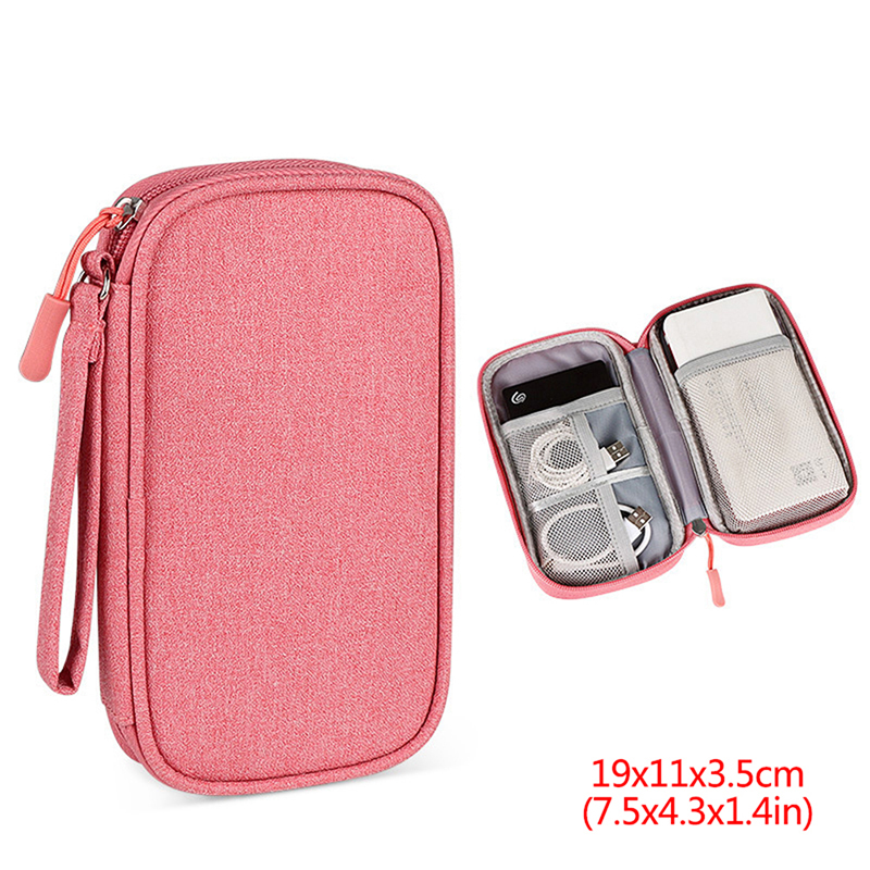 Elektronisk digital usb-etui bærbar kabel reiseoppbevaringspose vesker tilbehør oppbevaringspose for ledning lader strøm harddisk: Rosa