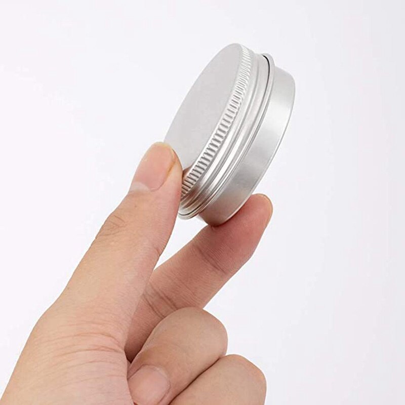 LBER 35Pcs 2 Oz Food Tins Aluminum Storage Cans Screw Top Round Steel Tins Cans with Screw Lid Screw Lid Containers