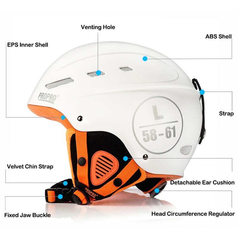 Propr Ski Helm Outdoor Veiligheid Abs + Eps Ski Snowboard Schaatsen Skateboard Volwassen Mannen Vrouwen Winter Warm Sport Oorbeschermer Warm helmen