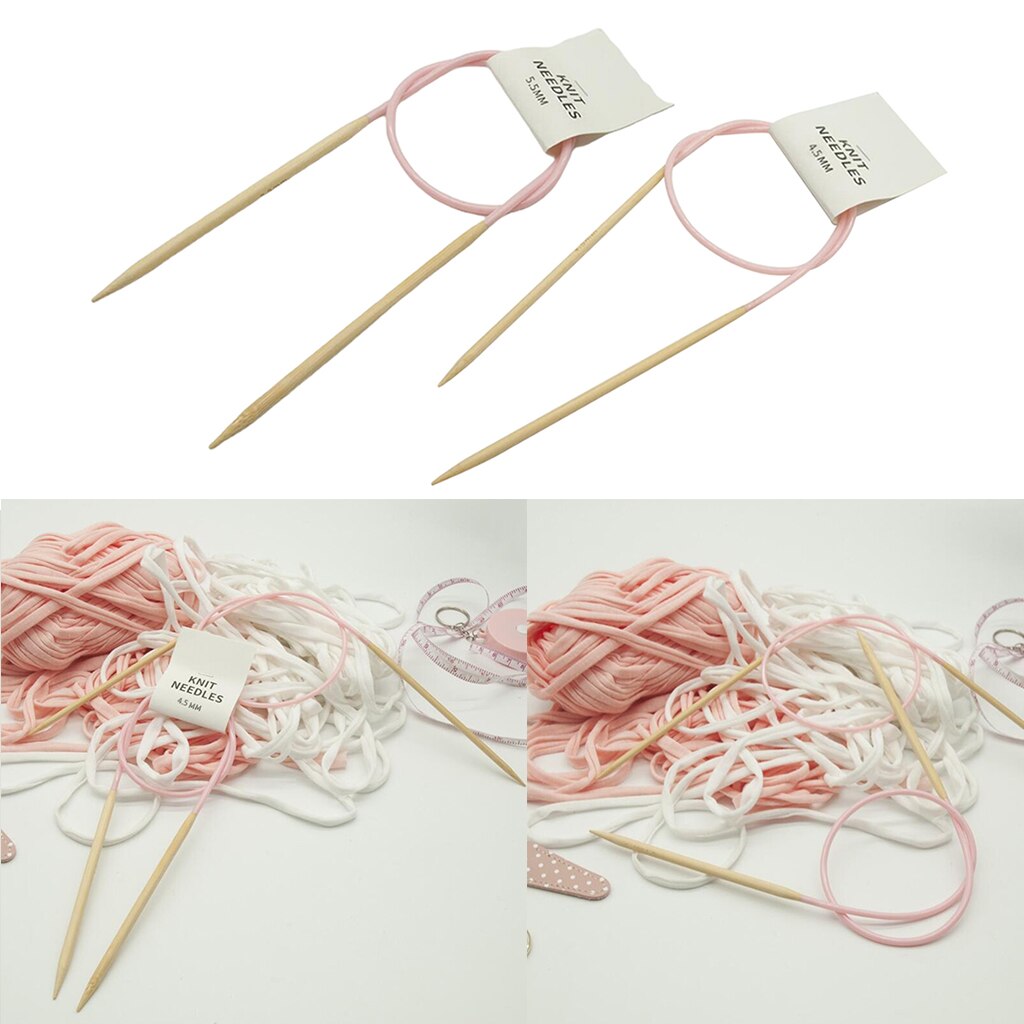 Premium Bamboo Knitting Needles with Colorful Plastic Tube 4.5/5.5mm
