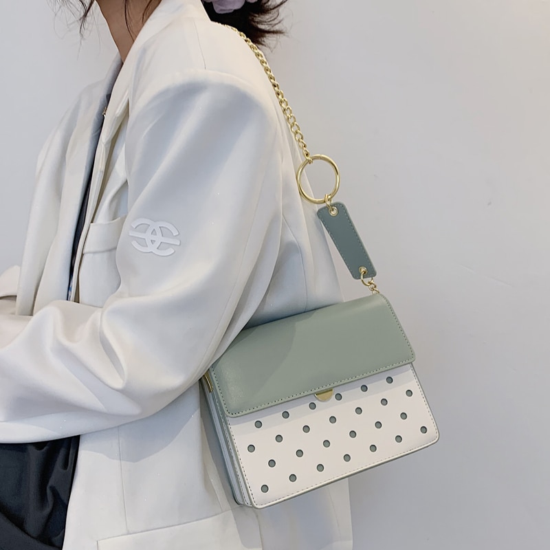 Kleine leder-umhängetaschen für damen, vintage-schultertasche mit kette, schlichte tasche, reisehandtasche und umhängetasche