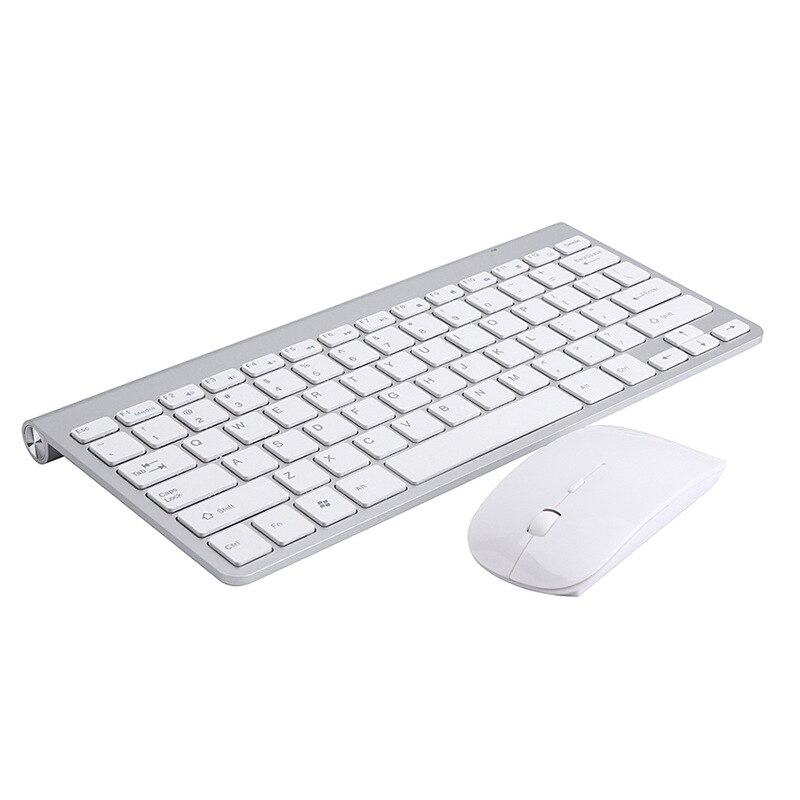 2.4Ghz Ultra-Thin Wireless Keyboard and Mouse Combo with USB Receiver Mouse Keyboard Set for Apple PC: Silver