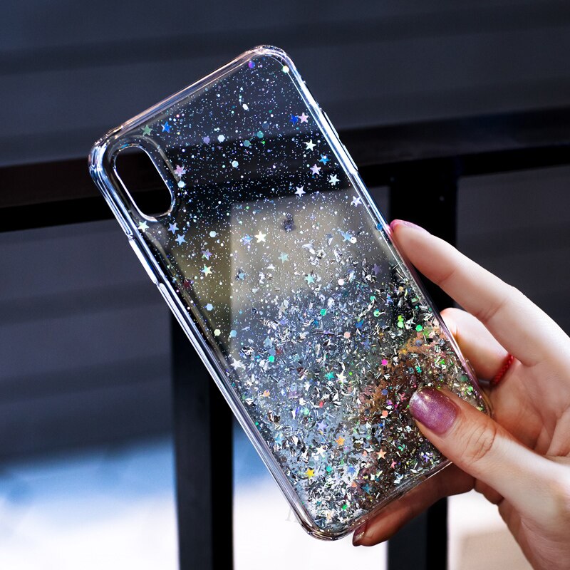 Coque de téléphone souple de luxe à paillettes, étui arrière en TPU pour Huawei P20 P30 P40 P50 Lite Pro, 20 30 50 V10 Lite Pro: Nylon / Effacer