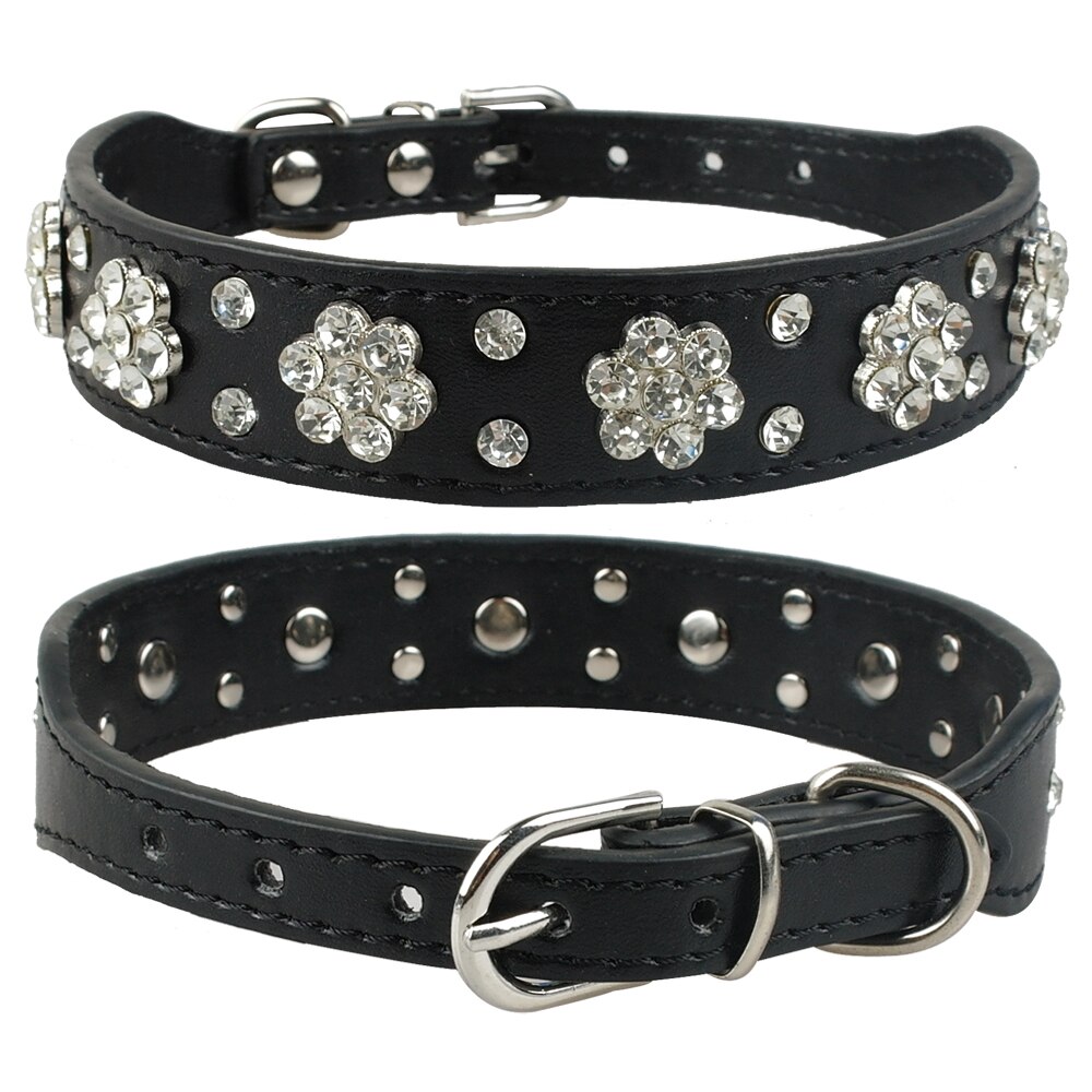 rhinestone pigg skinnhalsbånd krystall kjæledyr hundehalsbånd til små mellomstore hunder rosa rød blå svart